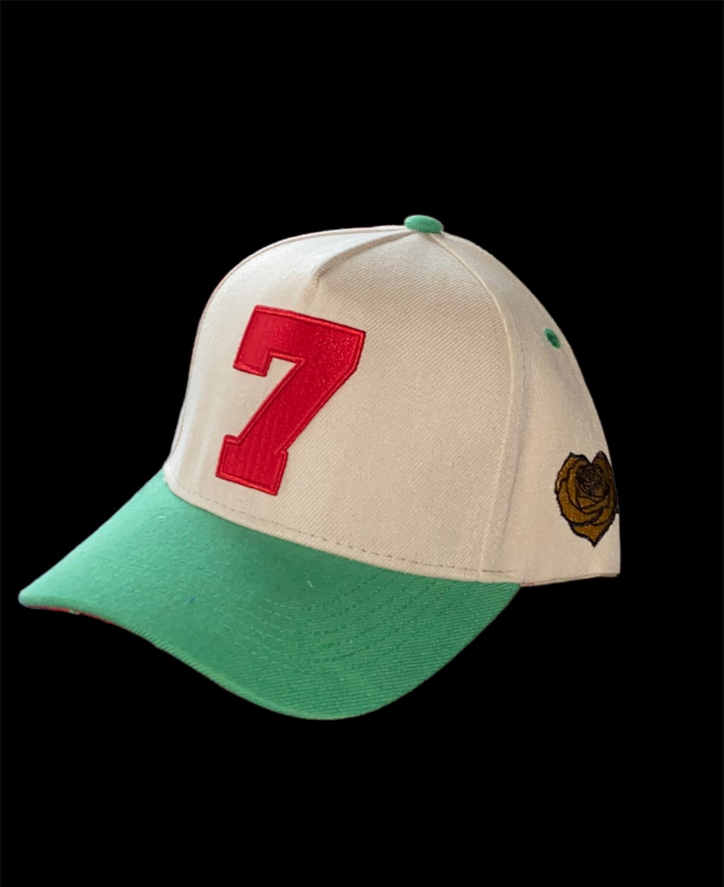 CREAM GREEN & RED SE7EN SNAPBACKS